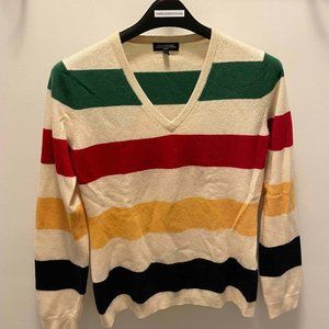Striped Cashmere V-neck Sweater